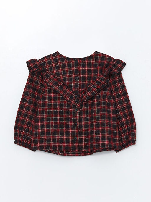 Uzun Kollu K?z Bebek Ekose G?mlek