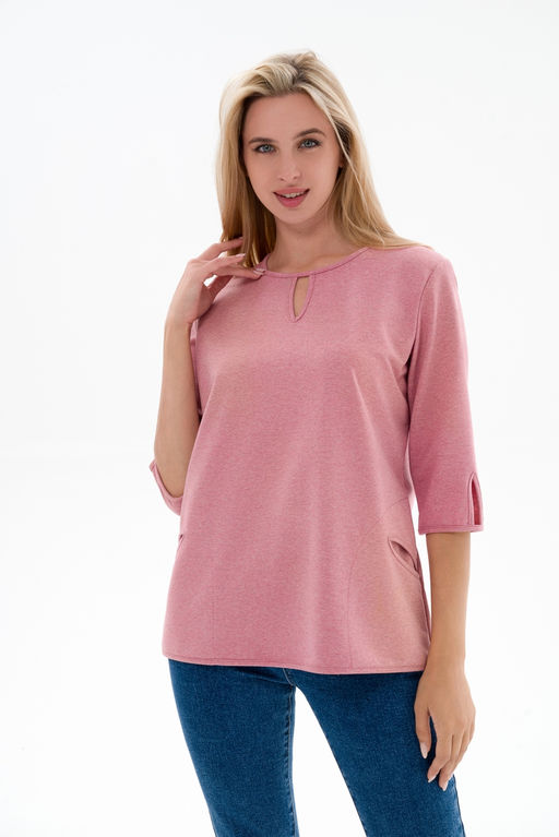 Кофта женская из футера Анфиса розовый меланж - Амадэль фото 8