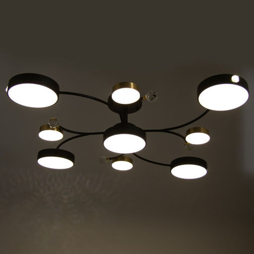 Люстра «Терра» 9хLED 168 Вт 3000-6000К черно-золотой 80×80×21 см BayerLux