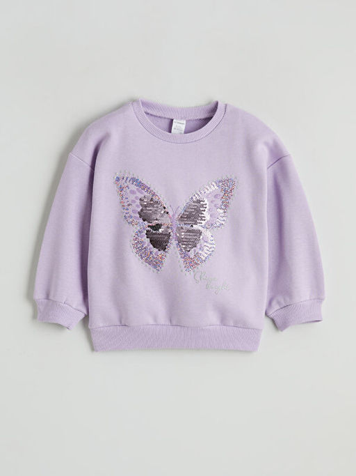 Kelebek Bask?l? K?z ?ocuk Sweatshirt ve Tayt Tak?m