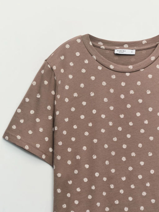 Футболка из хлопка с принтом в горошек / Zarina  фото 3