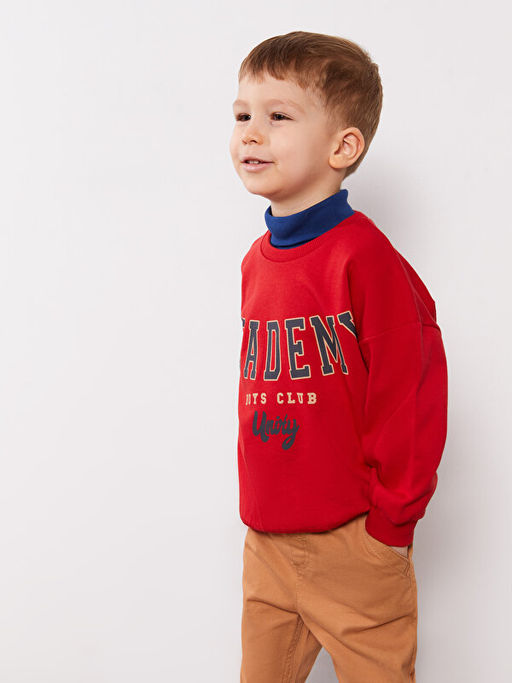 Bisiklet Yaka Uzun Kollu Bask?l? Erkek Bebek Sweatshirt - Waikiki фото 2