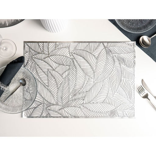 Цена за 6 шт. Салфетка сервировочная на стол Доляна «Листопад», 45×30 см, серебряная