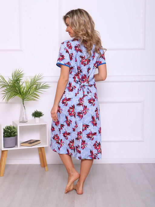 Трикотажный халат на молнии с коротким рукавом 1-48 (9)