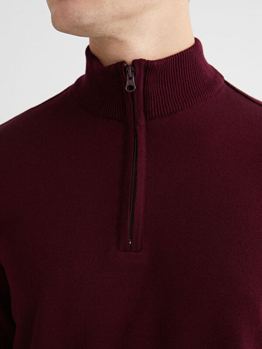 Fermuarl? Dik Yaka Erkek Triko Kazak