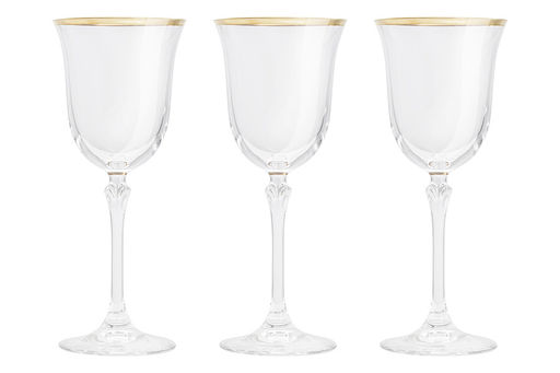 Бокал для вина, 225 мл, 6 шт, хрустальное стекло, с золотистым кантом, Gemma Gold