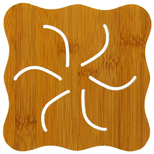 Подставка бамбук/МДФ под горячее "Завитки" 14х14х0,5см, в п/эт упаковке (Китай)