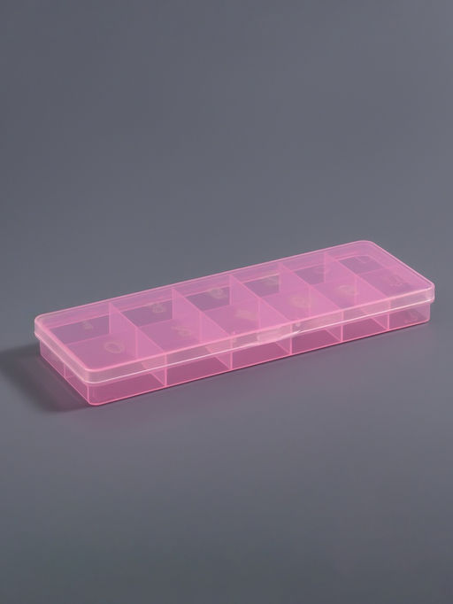 Цена за 2 шт. Органайзер для хранения мелочей, 12 секций, размер 18.4×6.7×2 см, прозрачный, розовый