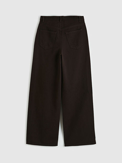 Y?ksek Bel Wideleg Ta?l? Kad?n Jean Pantolon