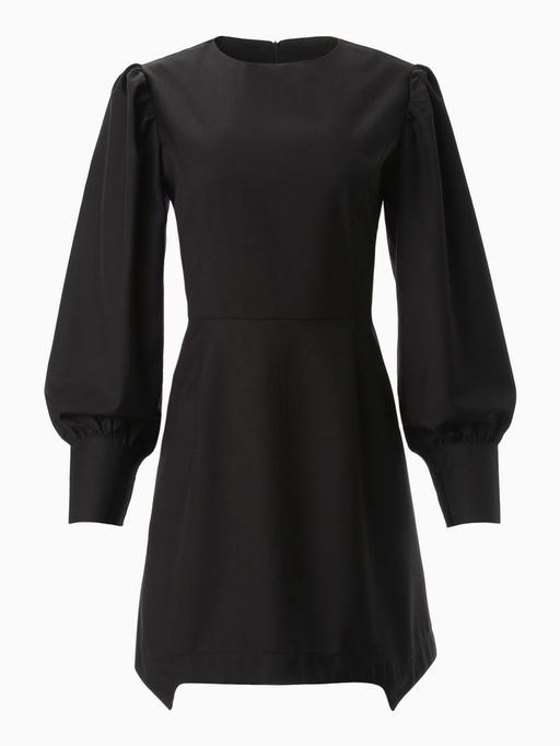 Платье женское короткое MINAKU: Casual Collection, чёрное, размер 46, с длинным рукавом