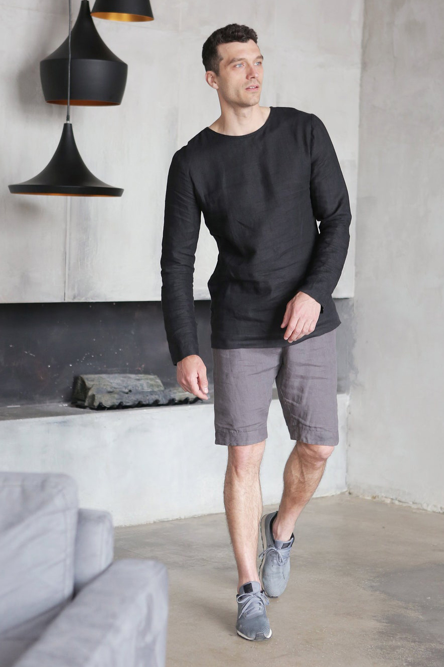 Футболка льняная мужская с длинным рукавом - Annyway фото 6