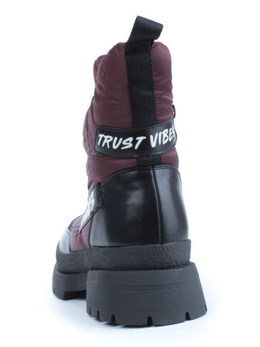 02-FAS21-2Z VINOUS/BLACK Дутики женские (искусственная кожа, плащевая ткань, шерсть)