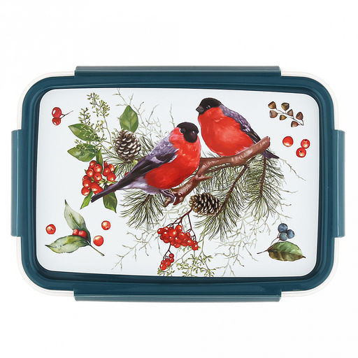 Контейнер для продуктов пластмассовый "Снегири" 0,75л, 16,5х11,6х6,5см, прямоугольный, подходит для СВЧ (Россия)