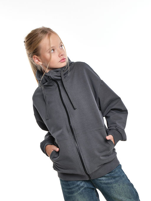 Толстовка на молнии с капюшоном 22-7653 хаки - Mini maxi фото 22