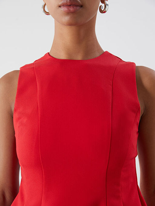 Bisiklet Yaka Peplum Bluz