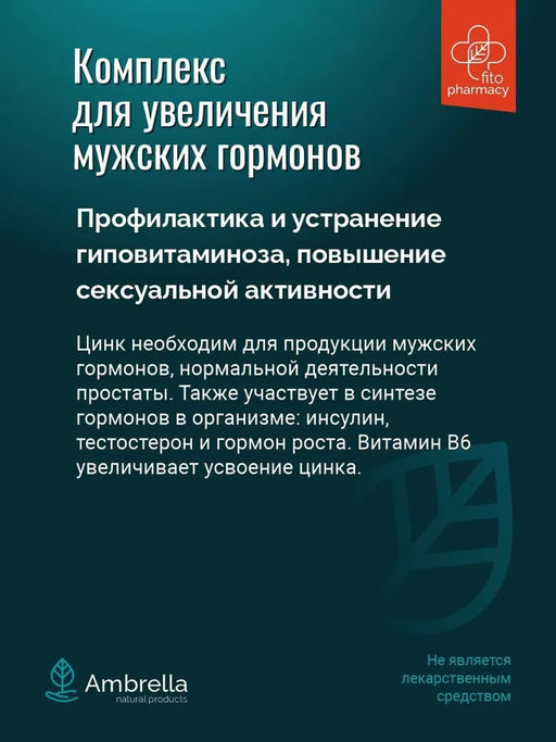 ZN + B6 "Комплекс для увеличения мужских гормонов",раст.капс,120 шт. по 0,5 г