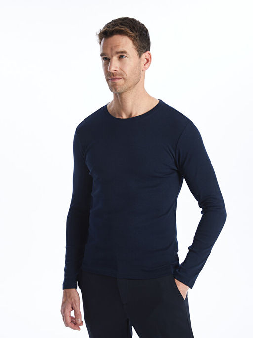 Bisiklet Yaka Uzun Kollu Erkek Ti??rt