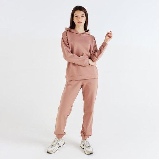 Костюм женский (худи, брюки) MINAKU: Casual Collection, размер 42, бежевый