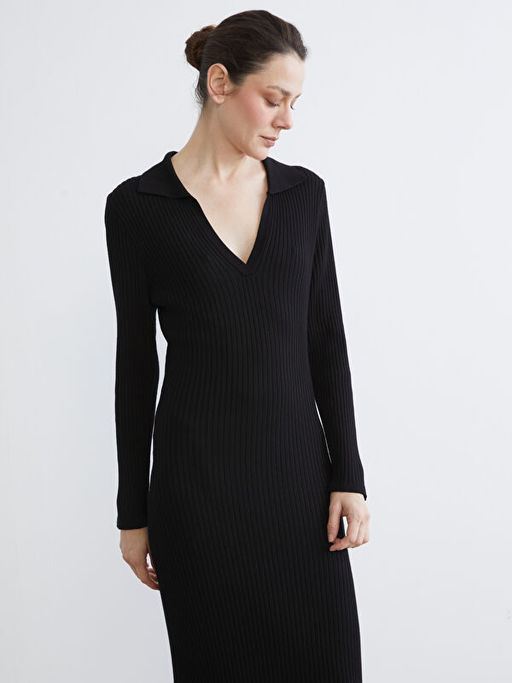 Polo Yaka Triko Elbise