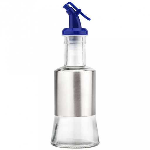 Бутылка для масла стеклянная В юбке Барселона 200мл, д6,5см, h15см, д/горла 2см, пластмассовый дозатор, оплетка из нержавеющей стали, цвета в ассортименте: черный, красный, салатовый, синий, д/основания 6см (Китай) - Домашняя мода фото 3