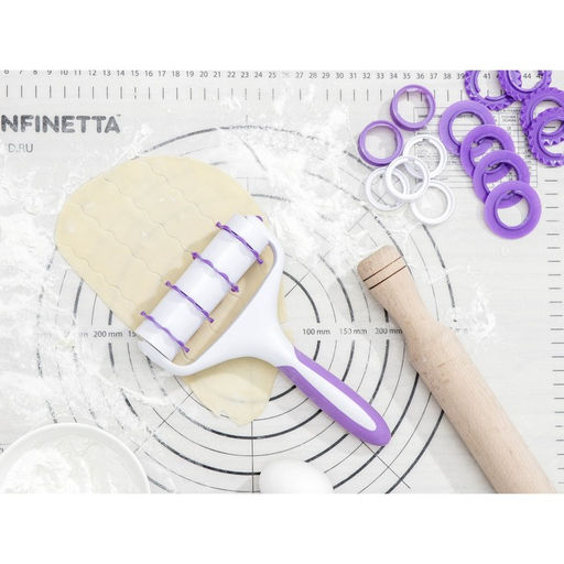 Валик для нарезки теста Доляна Лепота, 12,5?3?19 см, 4 насадки, цвет белый