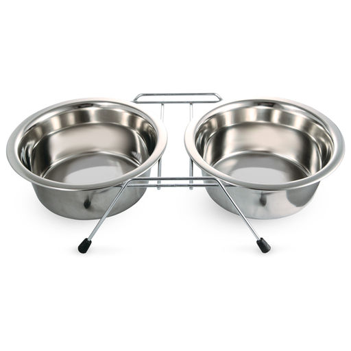 Миска 9003 металлическая на подставке, 2*0,80л
