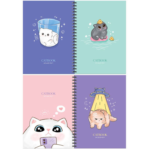 Тетрадь 80л. на спирали MESHU "Cat book" клетка (MS_53955) двойная обложка, матовая ламинация, тиснение фольгой