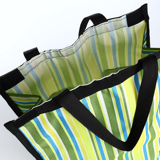 Сумка тележка хозяйственная «Полосы», складная, на липучке, 2 колеса, 32×13×52 см, зелёная