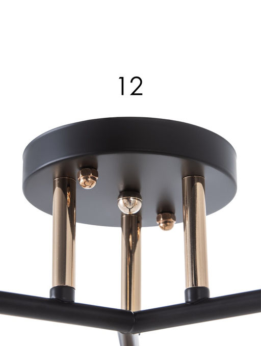 Люстра 12229/3, 2хE27, 60 Вт, чёрный/золото