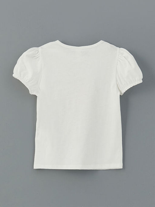 Bisiklet Yaka Bask?l? K?z ?ocuk Ti??rt