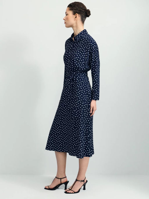 Приталенное платье с принтом в горошек / Zarina  фото 4