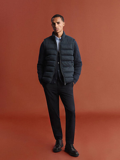 Slim Fit Dik Yaka Erkek ?i?me Yelek