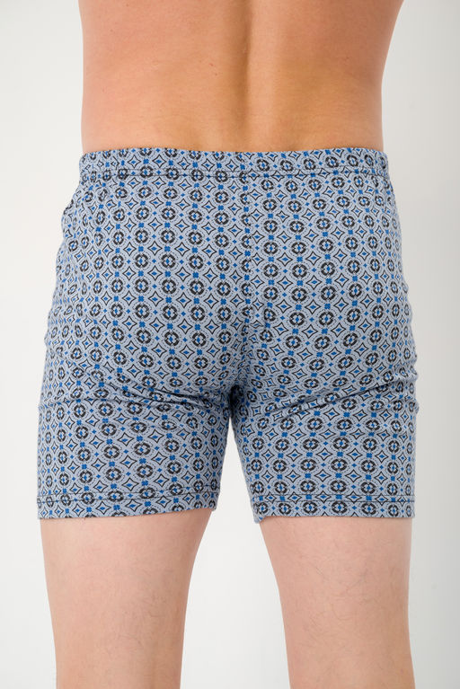 Трусы-боксеры мужские на пуговице из кулирки Калейдоскоп на сером - Амадэль фото 3