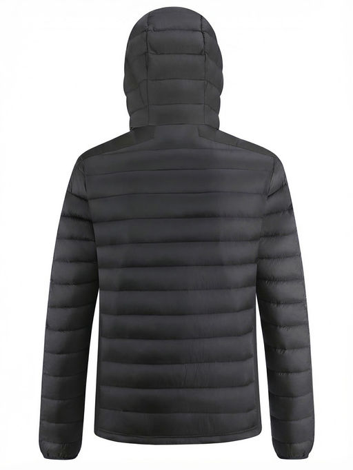 Куртка мужская гибридная стёганая с капюшоном с графеновой подкладкой черного цвета 9621_1Ch