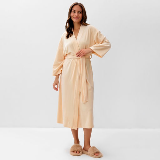 Халат домашний женский KAFTAN Plushy, размер 52-54, молочный