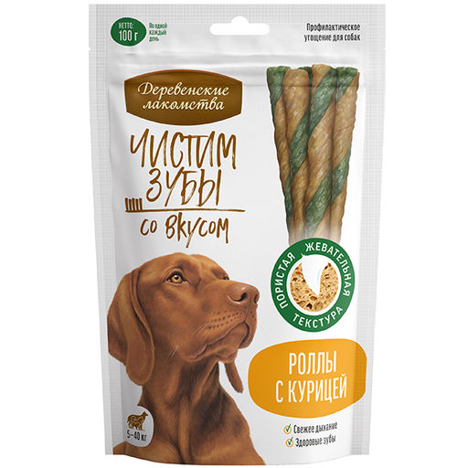 Деревенские лакомства Чистим зубы д/с Роллы с курицей 100г