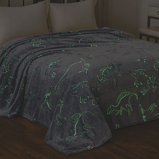 Плед светящийся Фри дом Дино, 100х150см, аэрософт 190гм, полиэстер - Павлина фото 2