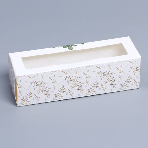 Цена за 5 шт. Коробка для макарун «С Новым годом» 18×5.5×5.5 см