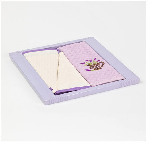 Набор полотенцев 3 шт (круглые) 50х50см 2шт ,45х65 1 шт принт Лаванда,100% хлопок