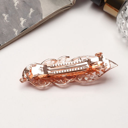 Цена за 2 шт. Заколка-автомат для волос «Маргарет», листочек, 9 см, золото