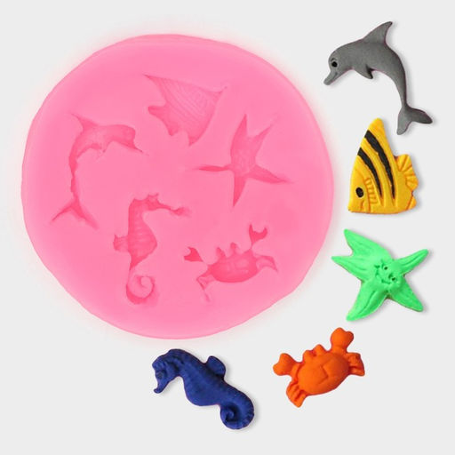 Молд для заливки Морские обитатели, силикон, 5,8?5,8?0,8 см, розовый