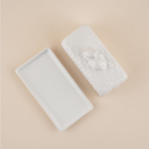 Маслёнка SL Home «Пасхальные кролики», 20.5×11×15.5 см, доломит, белая