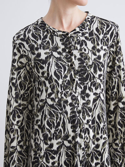 Bisiklet Yaka Desenli A Kesim Elbise