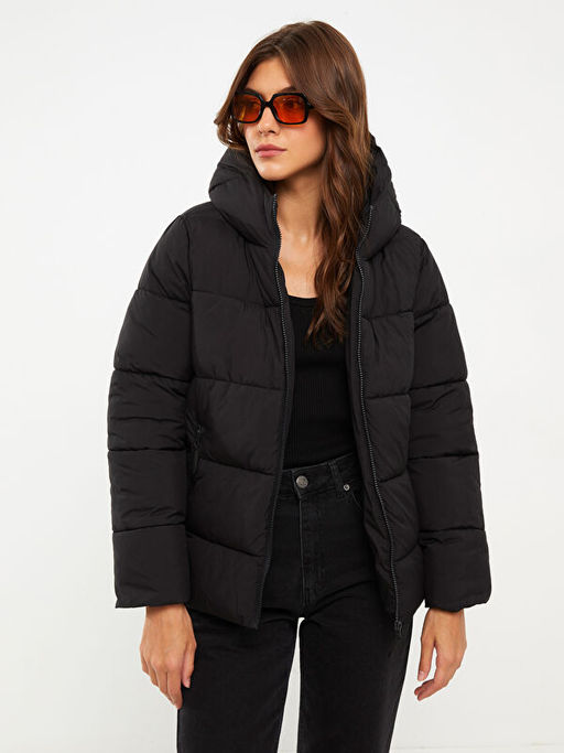 Kad?n Kap??onlu D?z ?i?me Mont