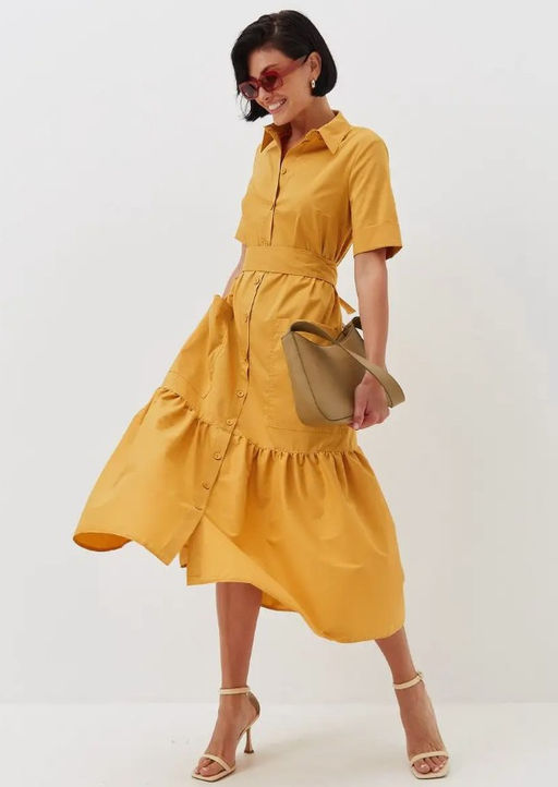 Платье хлопок OD-791-4 горчица OD-791-4