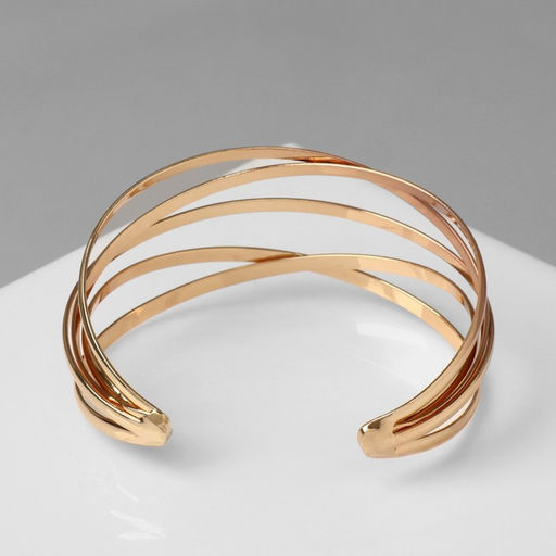 Браслет манжета «Афина», d=6.5 см, многослойный, цвет золото