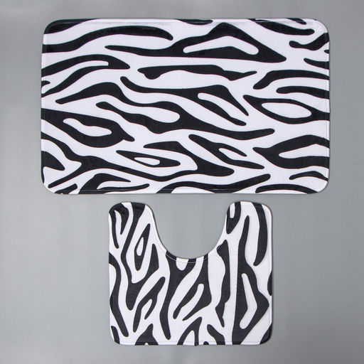 Коврики для ванной и туалета Доляна Зебра, 2 шт: 40?45 см, 50?80 см  фото 3