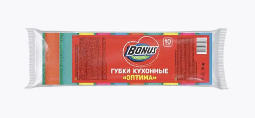BONUS губки кухонные (10шт) ОПТИМА Размер: 74*47*25 мм