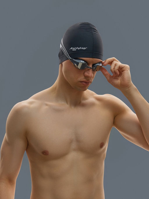 Очки для плавания ONLYTOP, набор носовых перемычек, чёрные, зеркальные