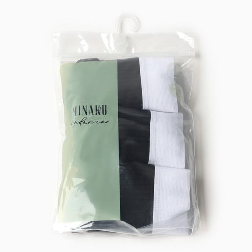 Трусы женские бразильяно MINAKU рубчик, набор 3 шт., размер 40-42, чёрные